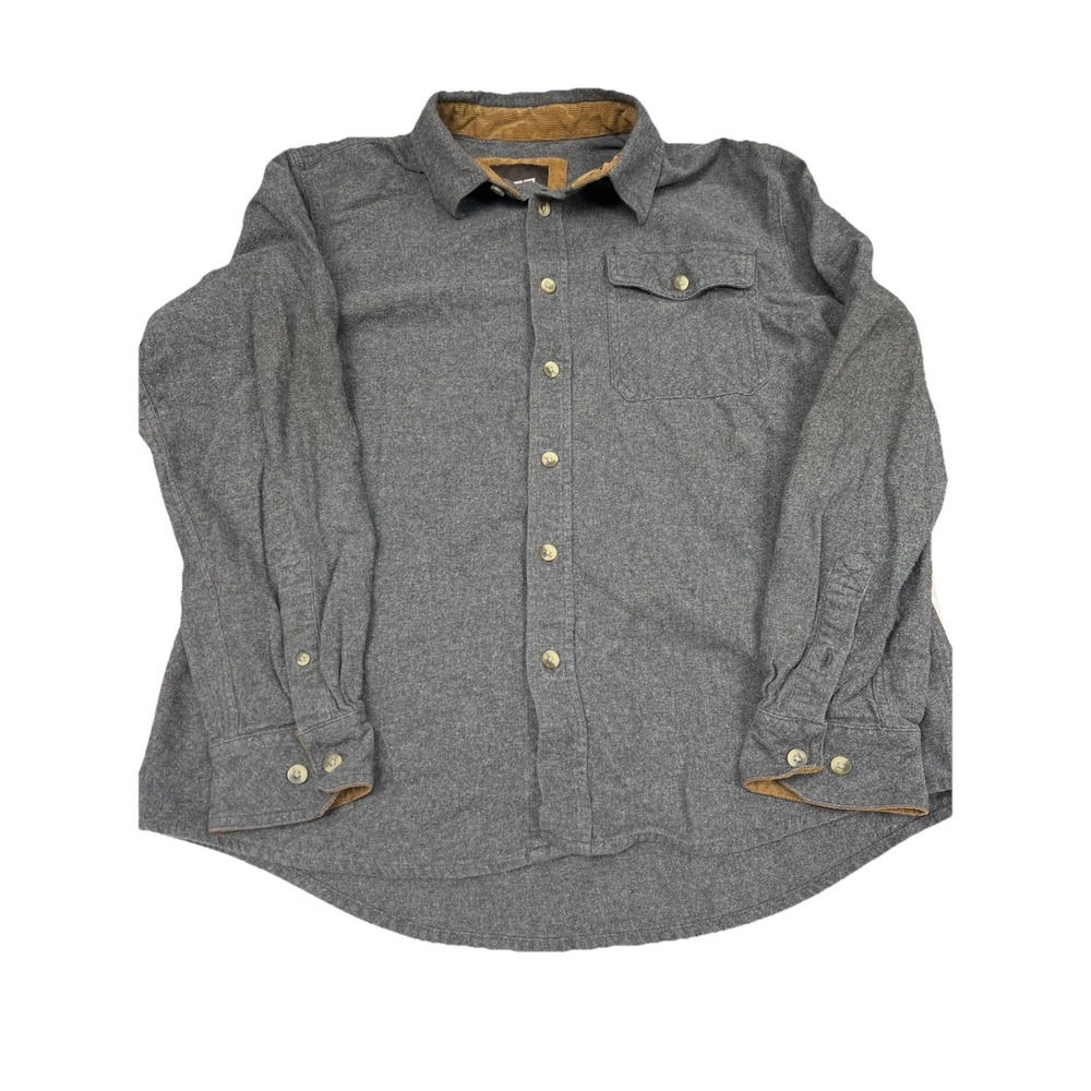 CQR Gray Flannel Long Sleeve Button Up Shirt Size LARGE